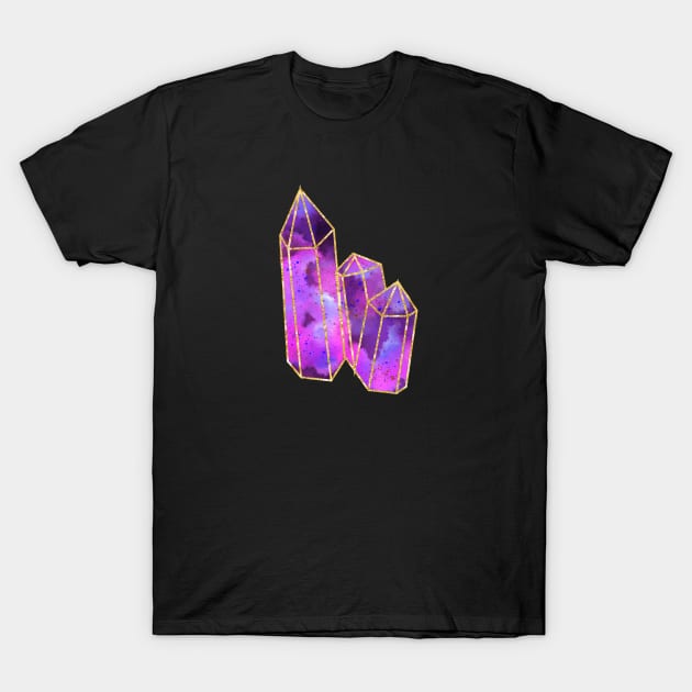 Purple Quartz Crystals T-Shirt by Erinnn48